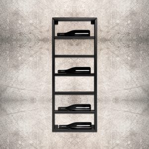 Wijnrek van Metaal - Moderne Muurmodel - Zwart - Geschikt voor 6 Flessen - Afmetingen 102 x 40 x 11 cm