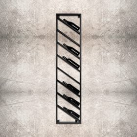 Wijnrek Metaal Modern – Zwart Muurmodel voor 8 flessen – Schuin Staand – Afmetingen 175x40x8 cm