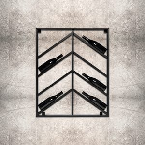 Wijnrek - Modern Metaal - Zwart - voor de Muur - Schuin - Geschikt voor 8 Flessen - Afmetingen 95 x 80 x 8 cm