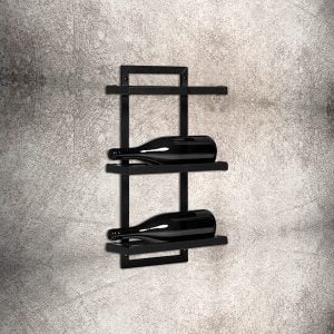 Alternative view of Metaal Wijnrek - Moderne Muurbevestiging - Zwart en Zwevend - Voor 3 Flessen - Afmetingen 50x30x11 cm