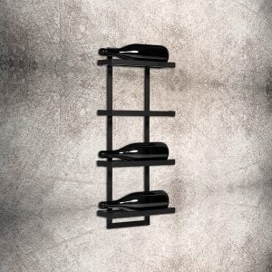 Alternative view of Wijnrek Metaal Modern – Muurmontage Zwart – Geschikt voor 4 Flessen – Afmeting 70x30x11 cm