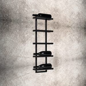 Alternative view of Wijnrek Metaal Modern – Muurbevestiging – Geschikt voor 5 Flessen – Zwart – Afmetingen 90x30x11 cm