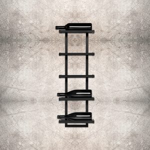Wijnrek Metaal Modern – Muurbevestiging – Geschikt voor 5 Flessen – Zwart – Afmetingen 90x30x11 cm